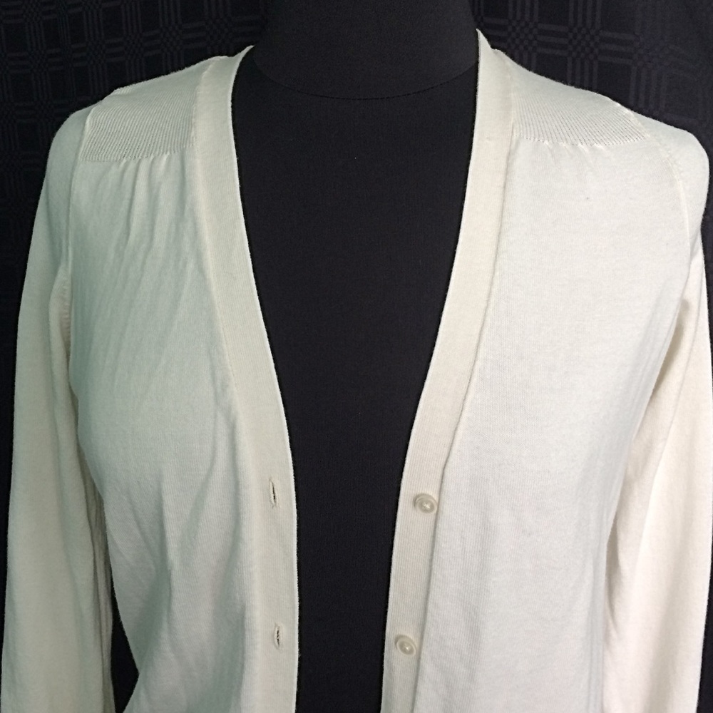 Talbots White Cardigan Sweater Size MP - Picture 2 of 7